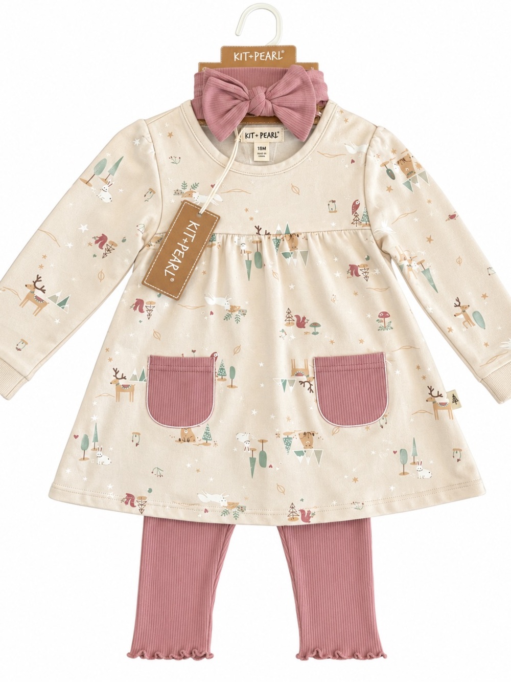 NWT Kit + Pearl Woodland Tunic Leggings Headband Set 18M